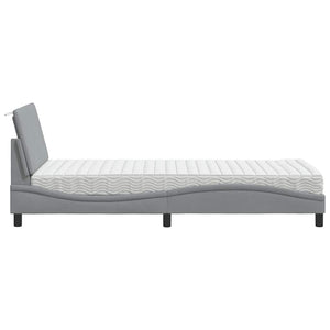 vidaXL "Hanko" Light Grey Fabric Bed with Mattress 90x190 cm