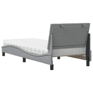 vidaXL "Hanko" Light Grey Fabric Bed with Mattress 90x190 cm