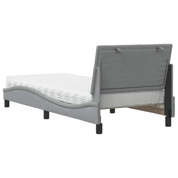 vidaXL "Hanko" Light Grey Fabric Bed with Mattress 90x190 cm