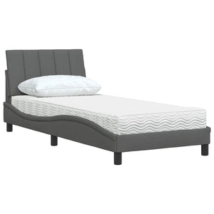 vidaXL "Hanko" Dark Grey Fabric Bed with Mattress 90x190 cm