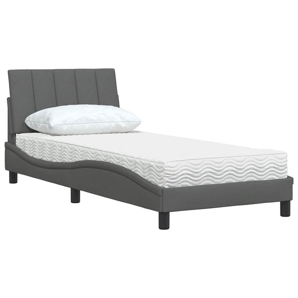 vidaXL "Hanko" Dark Grey Fabric Bed with Mattress 90x190 cm
