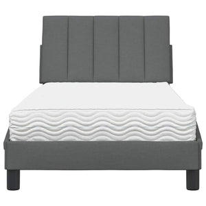 vidaXL "Hanko" Dark Grey Fabric Bed with Mattress 90x190 cm