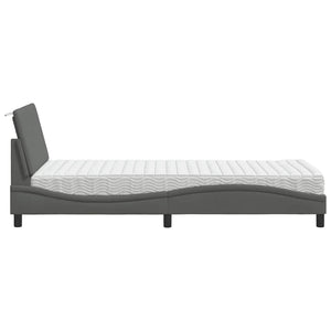 vidaXL "Hanko" Dark Grey Fabric Bed with Mattress 90x190 cm