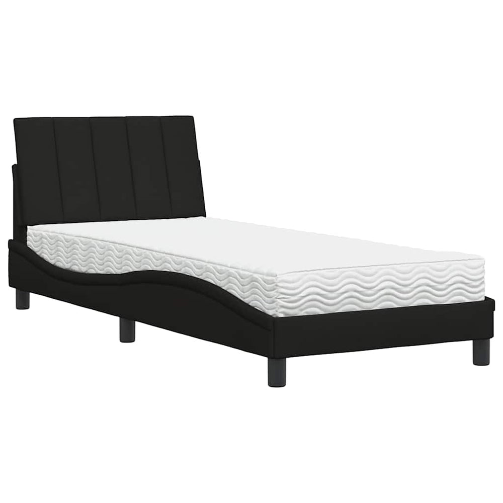 vidaXL Bed with Mattress "Hanko" Black 90x190 cm Fabric