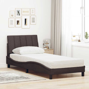 vidaXL "Hanko" Dark Brown 90x190 cm Fabric Bed with Mattress