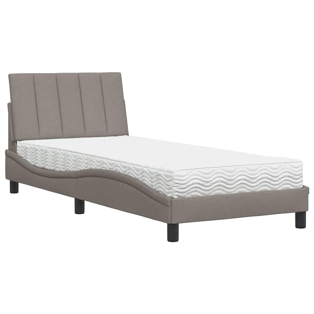 vidaXL "Hanko" Taupe Fabric Bed with Mattress 90x190 cm