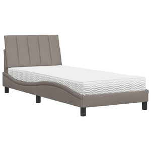 vidaXL "Hanko" Taupe Fabric Bed with Mattress 90x190 cm