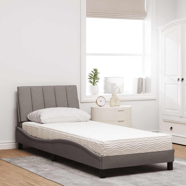 vidaXL "Hanko" Taupe Fabric Bed with Mattress 90x190 cm
