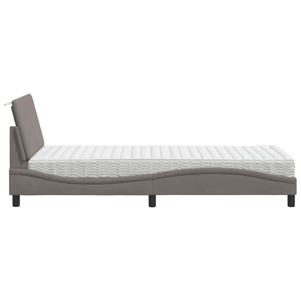 vidaXL "Hanko" Taupe Fabric Bed with Mattress 90x190 cm