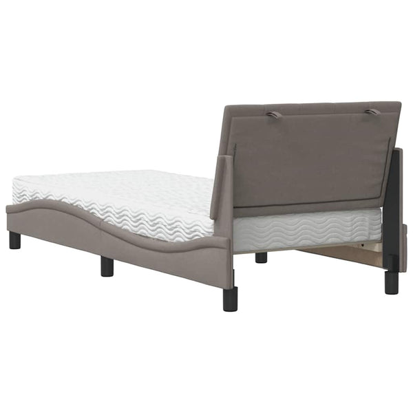 vidaXL "Hanko" Taupe Fabric Bed with Mattress 90x190 cm