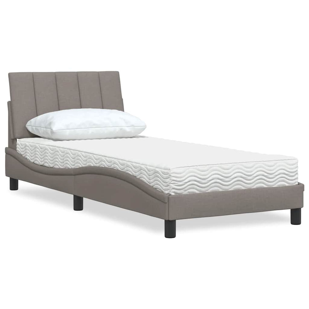 vidaXL "Hanko" Taupe Fabric Bed with Mattress 90x190 cm