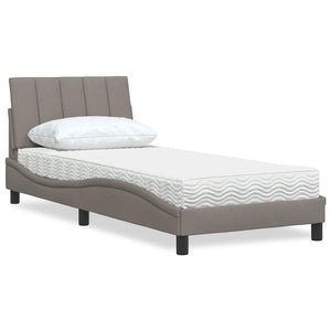 vidaXL "Hanko" Taupe Fabric Bed with Mattress 90x190 cm