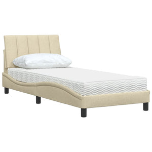 vidaXL Bed with Mattress "Hanko" Cream 90x190 cm Fabric