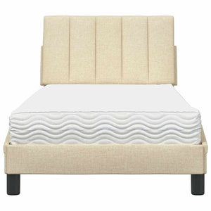 vidaXL Bed with Mattress "Hanko" Cream 90x190 cm Fabric