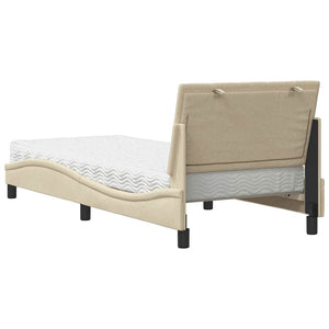 vidaXL Bed with Mattress "Hanko" Cream 90x190 cm Fabric