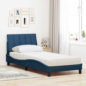 vidaXL Bed with Mattress "Hanko" Blue 90x190 cm Fabric