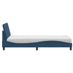 vidaXL Bed with Mattress "Hanko" Blue 90x190 cm Fabric