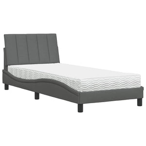vidaXL Bed with Mattress "Hanko" Dark Gray 90x200 cm Fabric