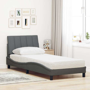 vidaXL Bed with Mattress "Hanko" Dark Gray 90x200 cm Fabric