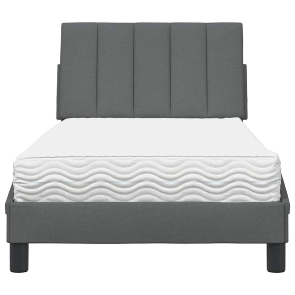 vidaXL Bed with Mattress "Hanko" Dark Gray 90x200 cm Fabric