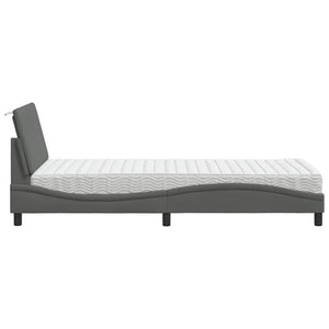 vidaXL Bed with Mattress "Hanko" Dark Gray 90x200 cm Fabric