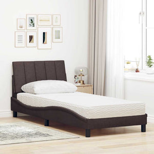 vidaXL "Hanko" Dark Brown Bed with Mattress 90x200 cm Fabric