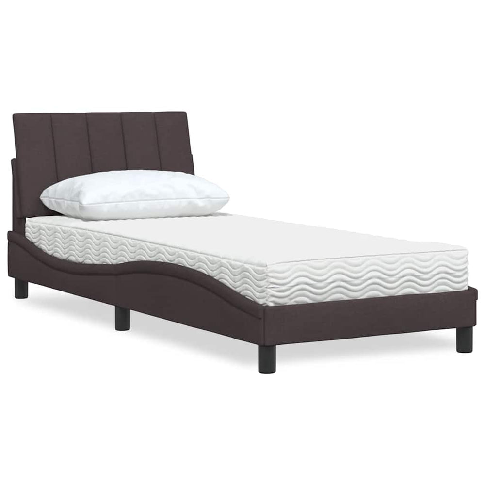 vidaXL "Hanko" Dark Brown Bed with Mattress 90x200 cm Fabric