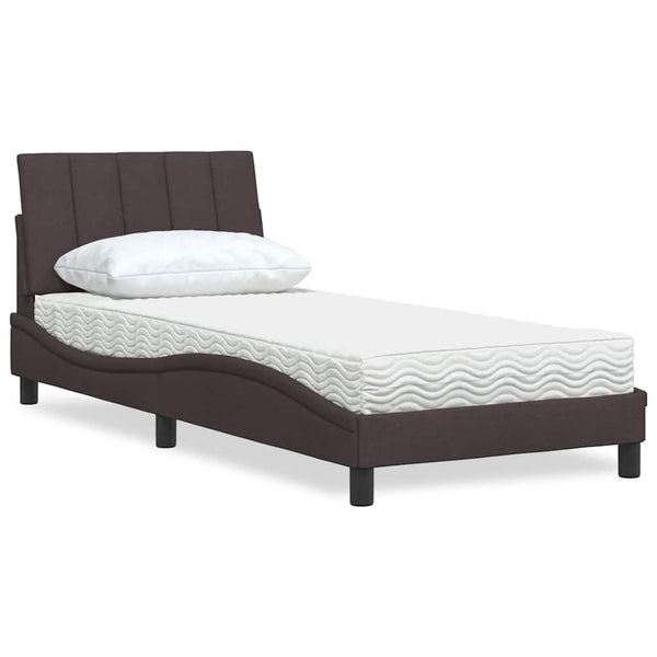 vidaXL "Hanko" Dark Brown Bed with Mattress 90x200 cm Fabric