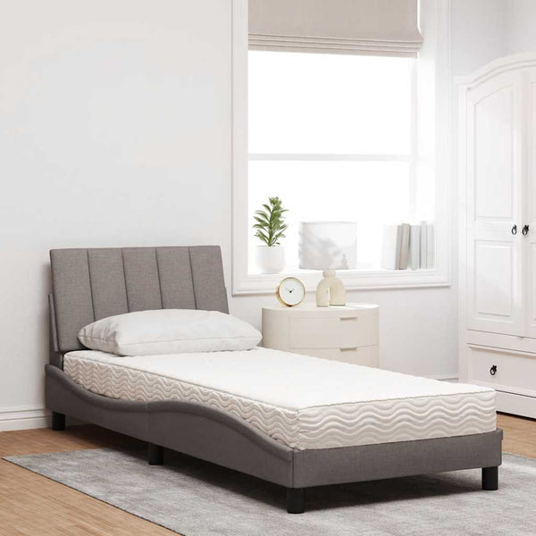 vidaXL Bed with Mattress "Hanko" Taupe 90x200 cm Fabric