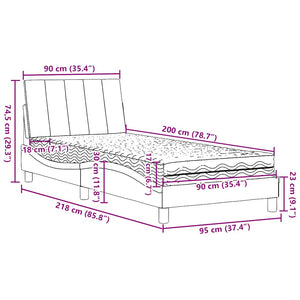 vidaXL Bed with Mattress "Hanko" Taupe 90x200 cm Fabric