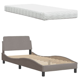 vidaXL Bed with Mattress "Hanko" Taupe 90x200 cm Fabric