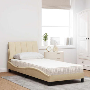 vidaXL "Hanko" Cream Bed with Mattress 90x200 cm Fabric