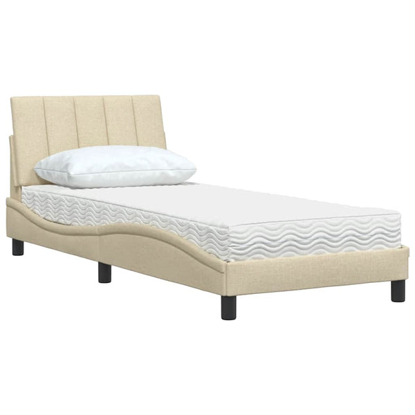 vidaXL "Hanko" Cream Bed with Mattress 90x200 cm Fabric