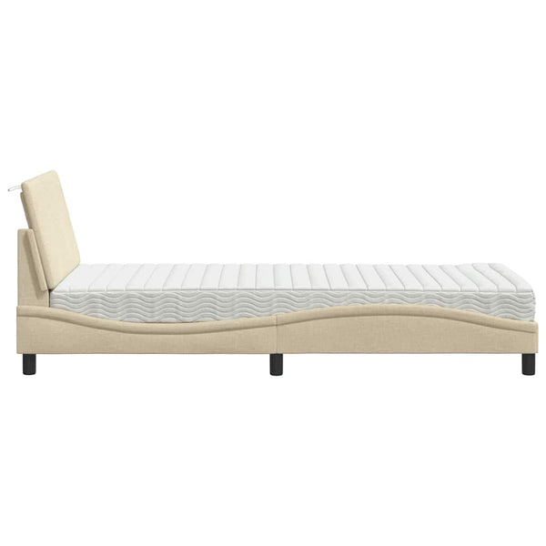 vidaXL "Hanko" Cream Bed with Mattress 90x200 cm Fabric