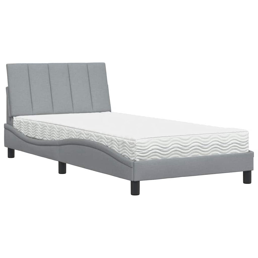 vidaXL Bed with Mattress "Hanko" Light Grey 100x200 cm Fabric