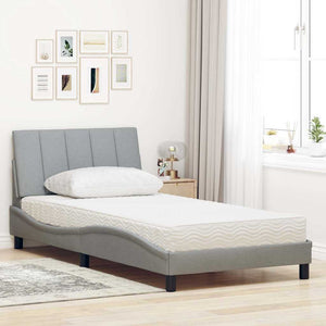 vidaXL Bed with Mattress "Hanko" Light Grey 100x200 cm Fabric