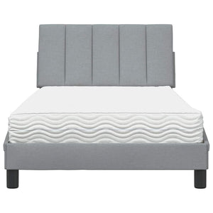 vidaXL Bed with Mattress "Hanko" Light Grey 100x200 cm Fabric