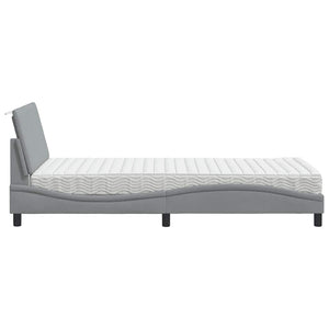 vidaXL Bed with Mattress "Hanko" Light Grey 100x200 cm Fabric