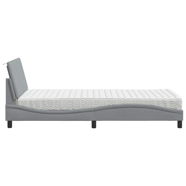 vidaXL Bed with Mattress "Hanko" Light Grey 100x200 cm Fabric