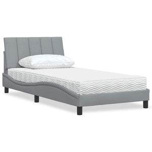 vidaXL Bed with Mattress "Hanko" Light Grey 100x200 cm Fabric