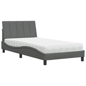 vidaXL Bed with Mattress "Hanko" Dark Gray 100x200 cm Fabric