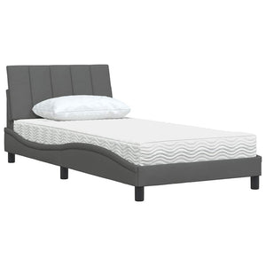 vidaXL Bed with Mattress "Hanko" Dark Gray 100x200 cm Fabric