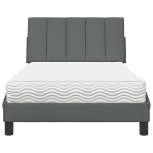 vidaXL Bed with Mattress "Hanko" Dark Gray 100x200 cm Fabric