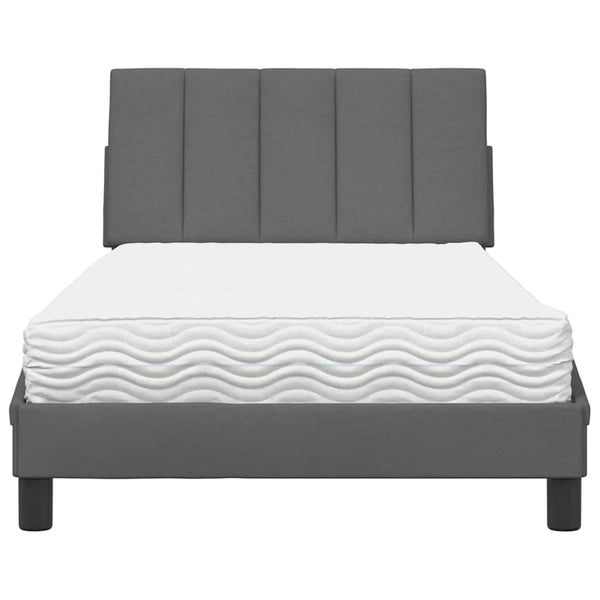 vidaXL Bed with Mattress "Hanko" Dark Gray 100x200 cm Fabric