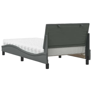 vidaXL Bed with Mattress "Hanko" Dark Gray 100x200 cm Fabric
