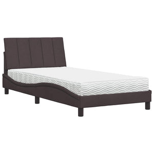 vidaXL Bed with Mattress "Hanko" Dark Brown 100x200 cm Fabric