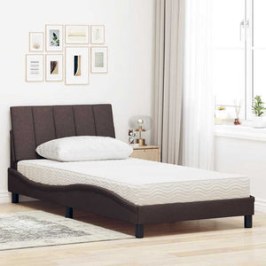 vidaXL Bed with Mattress "Hanko" Dark Brown 100x200 cm Fabric