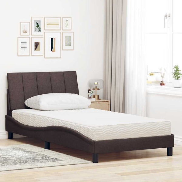 vidaXL Bed with Mattress "Hanko" Dark Brown 100x200 cm Fabric