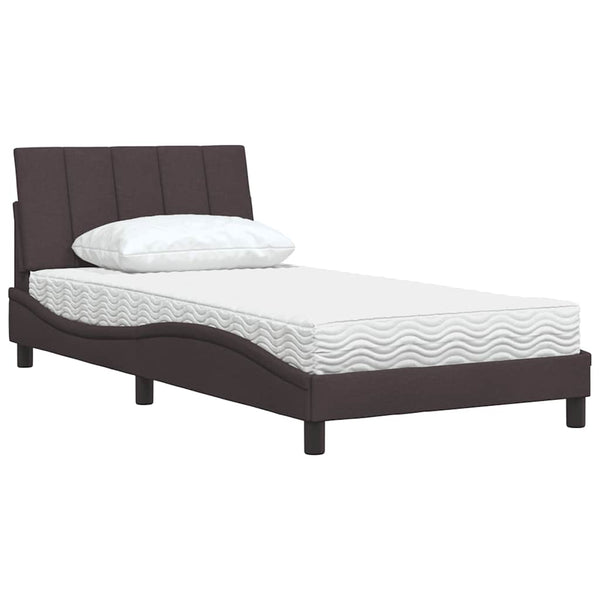 vidaXL Bed with Mattress "Hanko" Dark Brown 100x200 cm Fabric