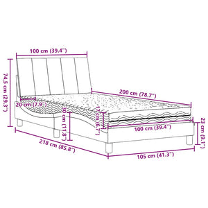 vidaXL Bed with Mattress "Hanko" Taupe 100x200 cm Fabric
